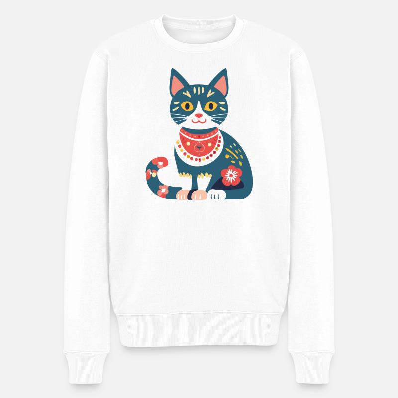 chaton folklorique mignon - Pull Premium bio Homme - blanc
