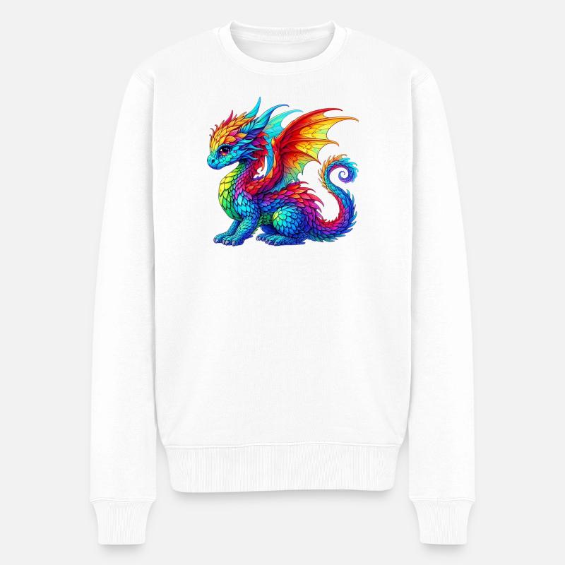 Drache - Männer Premium Bio Pullover - Weiß