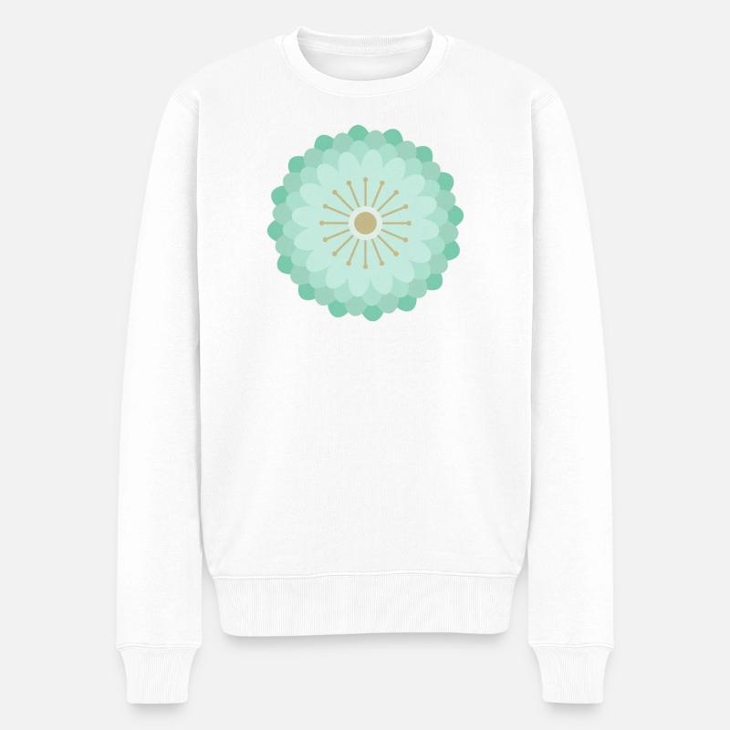 Vert menthe et fleur dorée - Pull Premium bio Homme - blanc