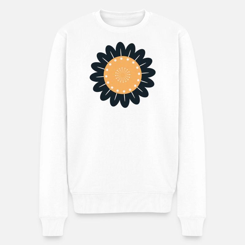 Schwarze & orangefarbene Blume - Männer Premium Bio Pullover - Weiß