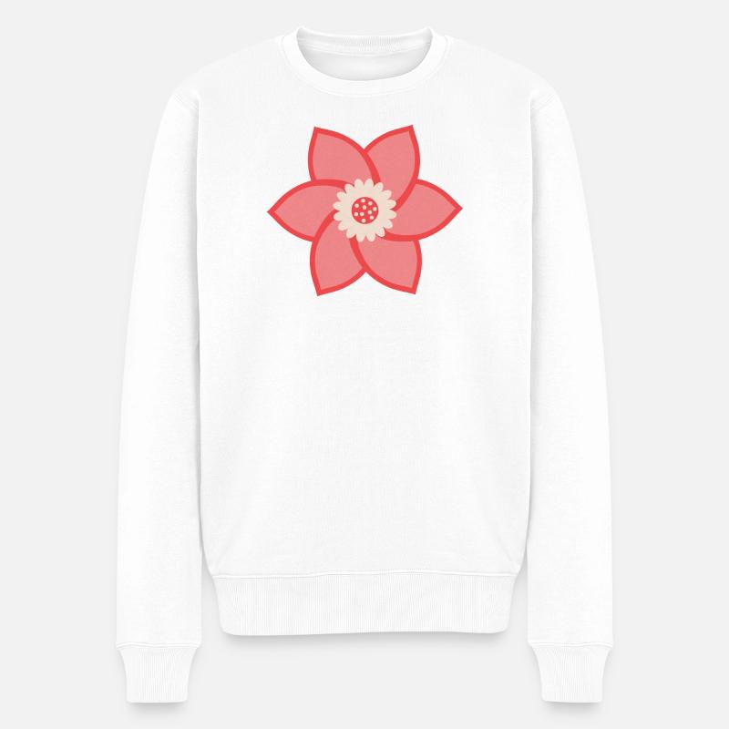 Fleur rouge rose et crème - Pull Premium bio Homme - blanc
