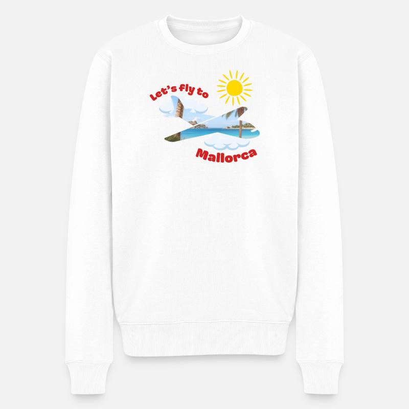 Let's fly to Mallorca - Männer Premium Bio Pullover - Weiß