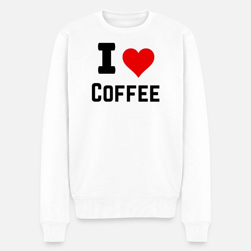 Ich liebe Kaffee - Männer Premium Bio Pullover - Weiß