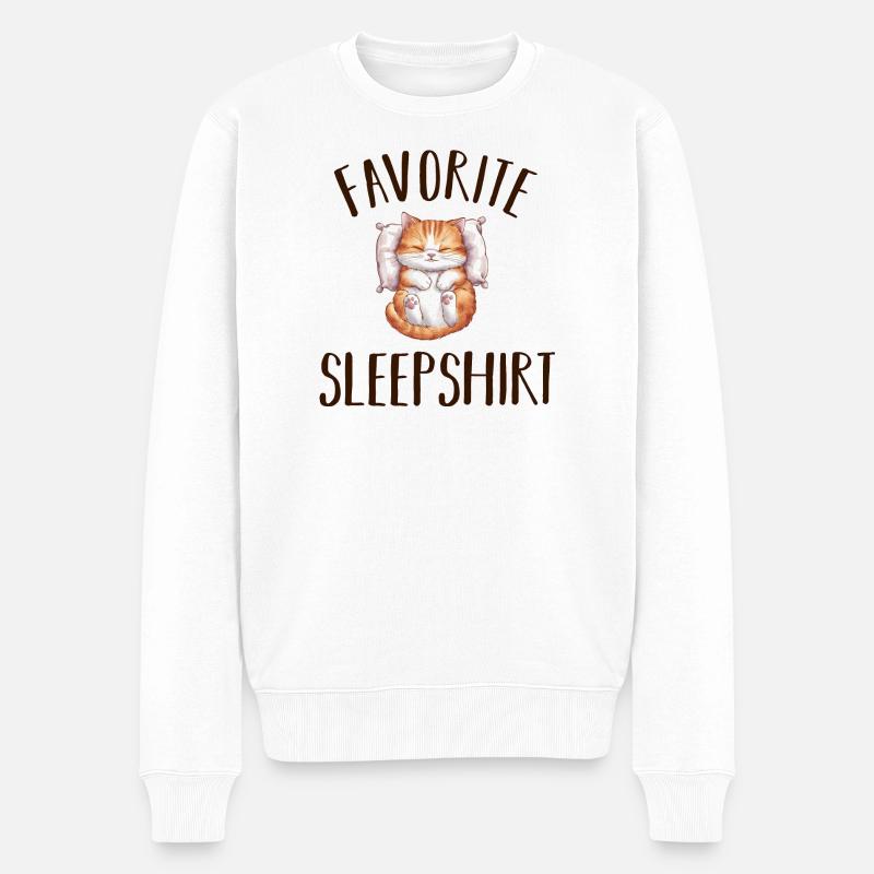 Schlafende Katze Pyjama - Männer Premium Bio Pullover - Weiß