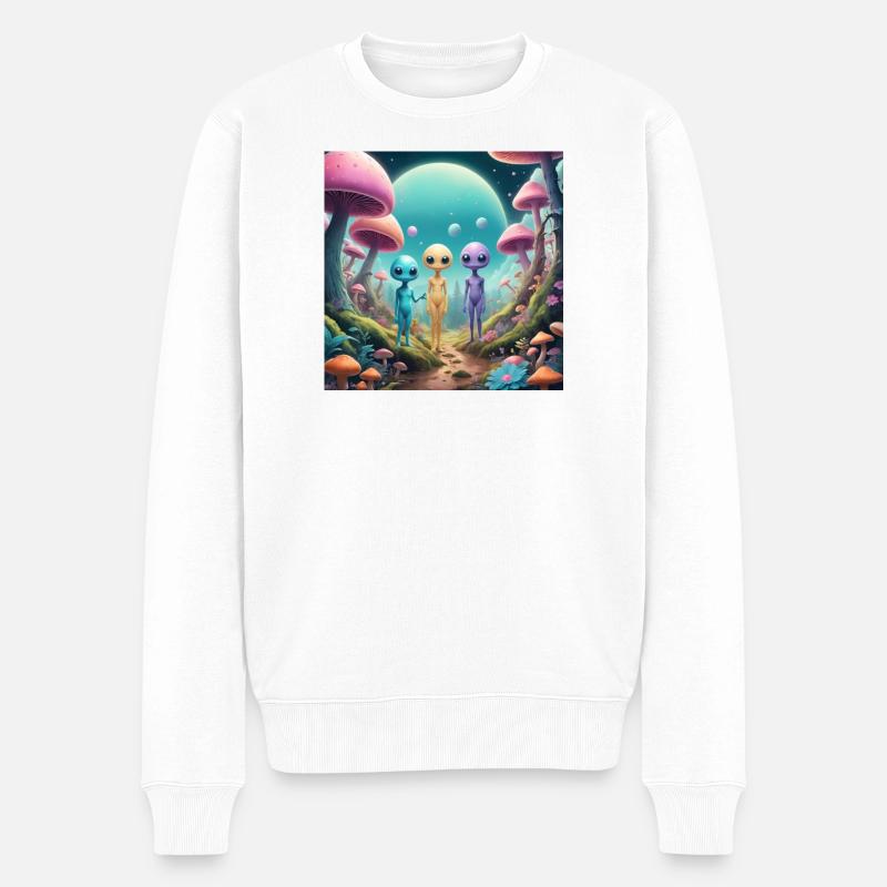 Aliens - Männer Premium Bio Pullover - Weiß