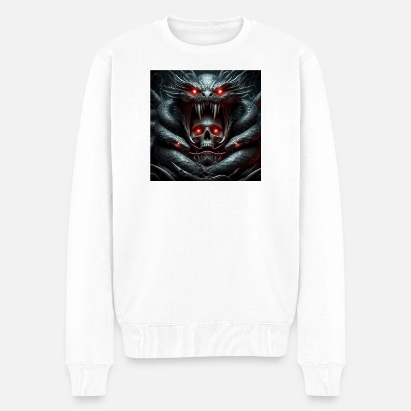 Schädel von Schlangen gefressen - Männer Premium Bio Pullover - Weiß