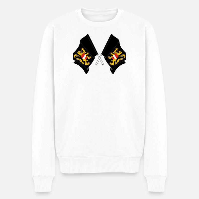 Zwei Flaggen Flämisch-Brabant Belgien - Männer Premium Bio Pullover - Weiß
