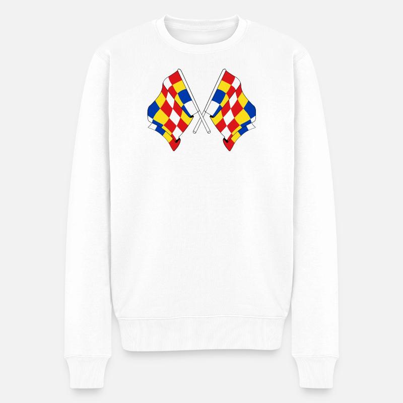Zwei Flaggen Antwerpen Belgien - Männer Premium Bio Pullover - Weiß