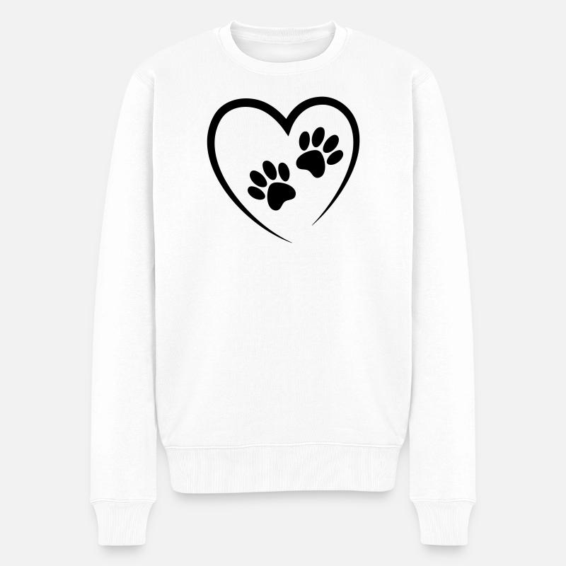 1Herz2Pfoten - Männer Premium Bio Pullover - Weiß