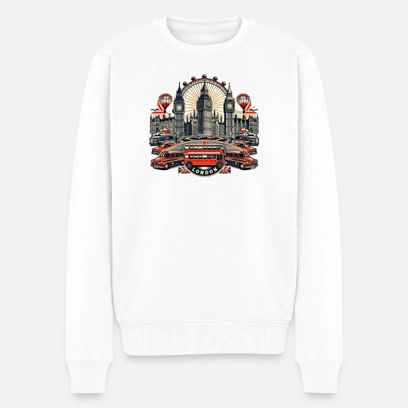 London Électrique et Nostalgiques - Pull Premium bio Homme - blanc