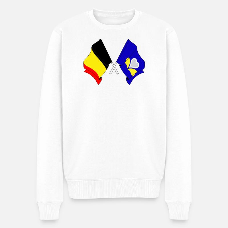 Drapeau Belgique, Région de Bruxelles-Capitale - Pull Premium bio Homme - blanc