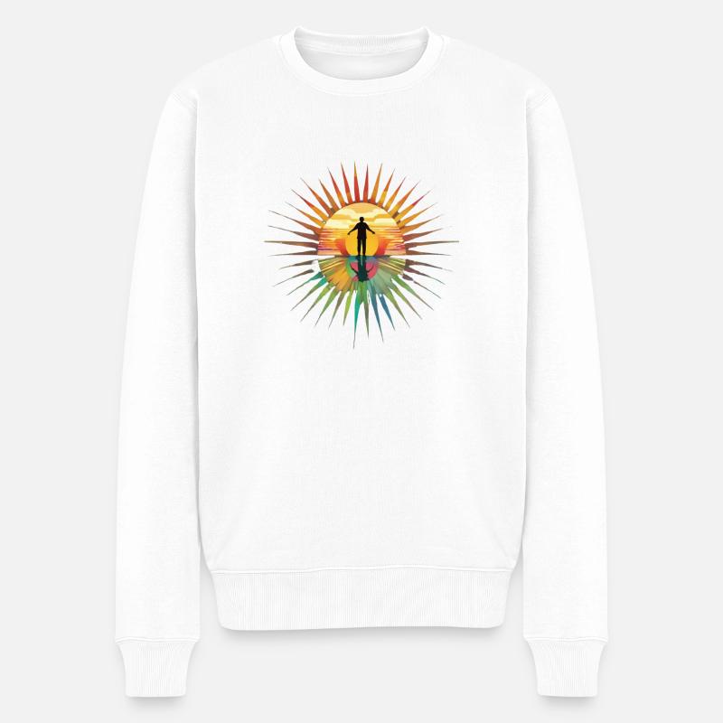 Stilvoll strahlen mit dem Regenbogenstern - Männer Premium Bio Pullover - Weiß