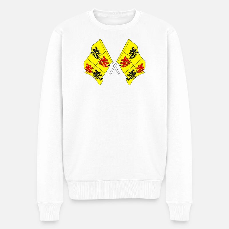 Deux drapeaux Hainaut Belgique - Pull Premium bio Homme - blanc