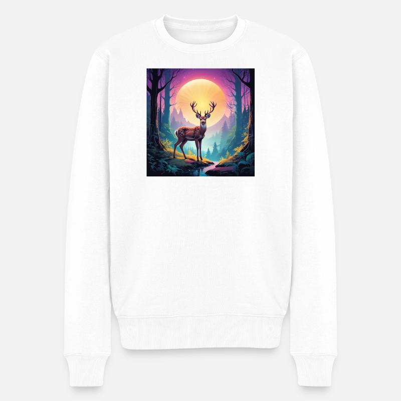 Cerfs dans la forêt - Pull Premium bio Homme - blanc