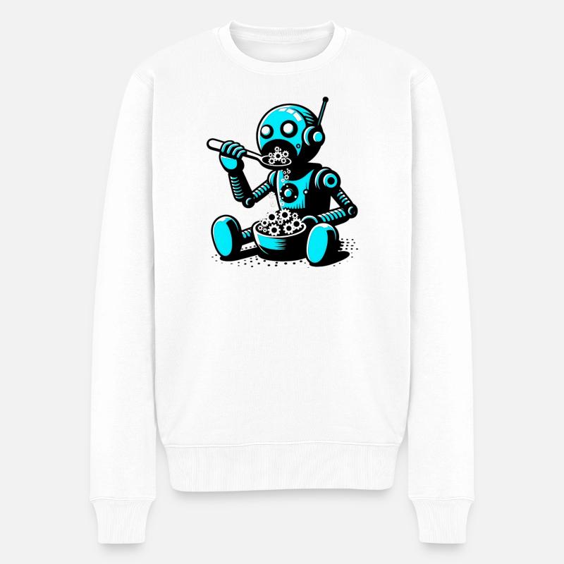 Marsianischer außerirdischer außerirdischer Roboter - Männer Premium Bio Pullover - Weiß