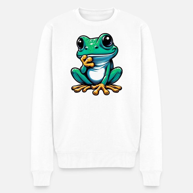 Frosch - Männer Premium Bio Pullover - Weiß