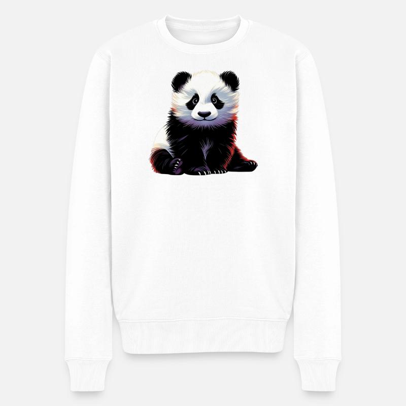 Panda - Männer Premium Bio Pullover - Weiß