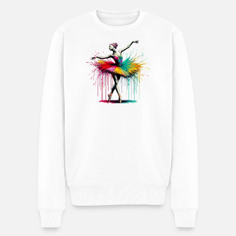 Balletttänzerin mit Tutu - Männer Premium Bio Pullover - Weiß