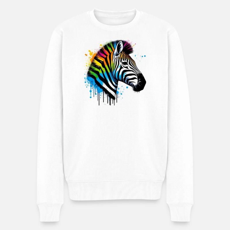 Zebra - Männer Premium Bio Pullover - Weiß