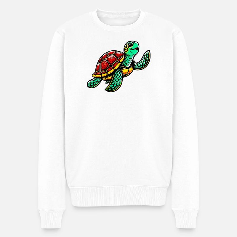 Schildkröte - Männer Premium Bio Pullover - Weiß
