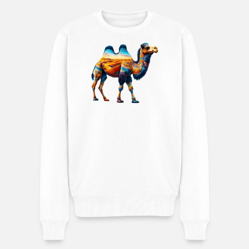 Kamel - Männer Premium Bio Pullover - Weiß