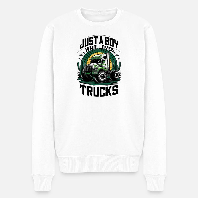 Liebe zu Trucks im Wüstenstil - Männer Premium Bio Pullover - Weiß