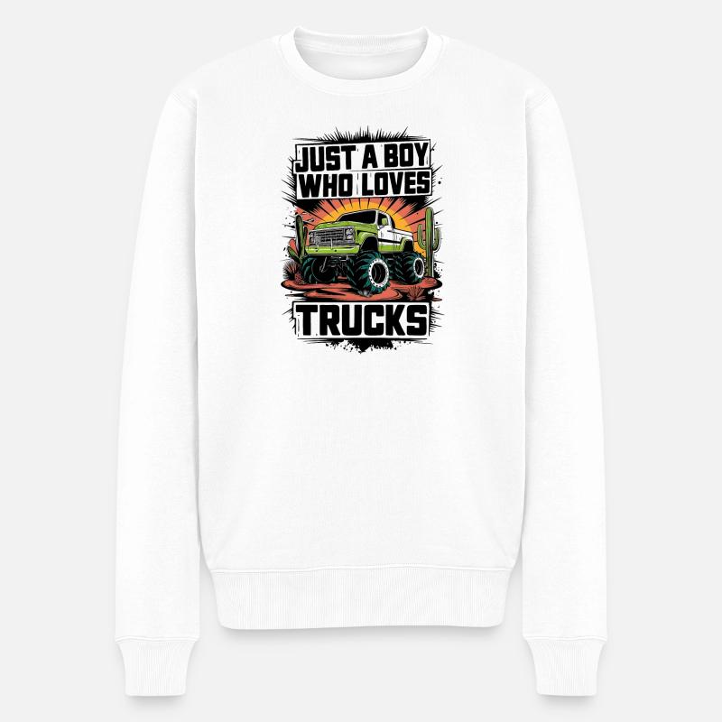 Conception de camion monstre Tracker jaune - Pull Premium bio Homme - blanc