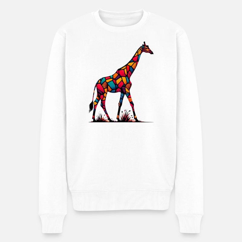 Giraffe - Männer Premium Bio Pullover - Weiß