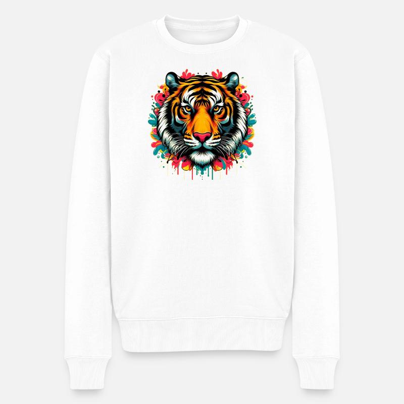Tiger - Männer Premium Bio Pullover - Weiß
