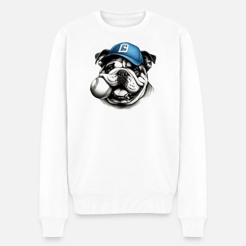 Englische Bulldogge Baseballhund - Männer Premium Bio Pullover - Weiß