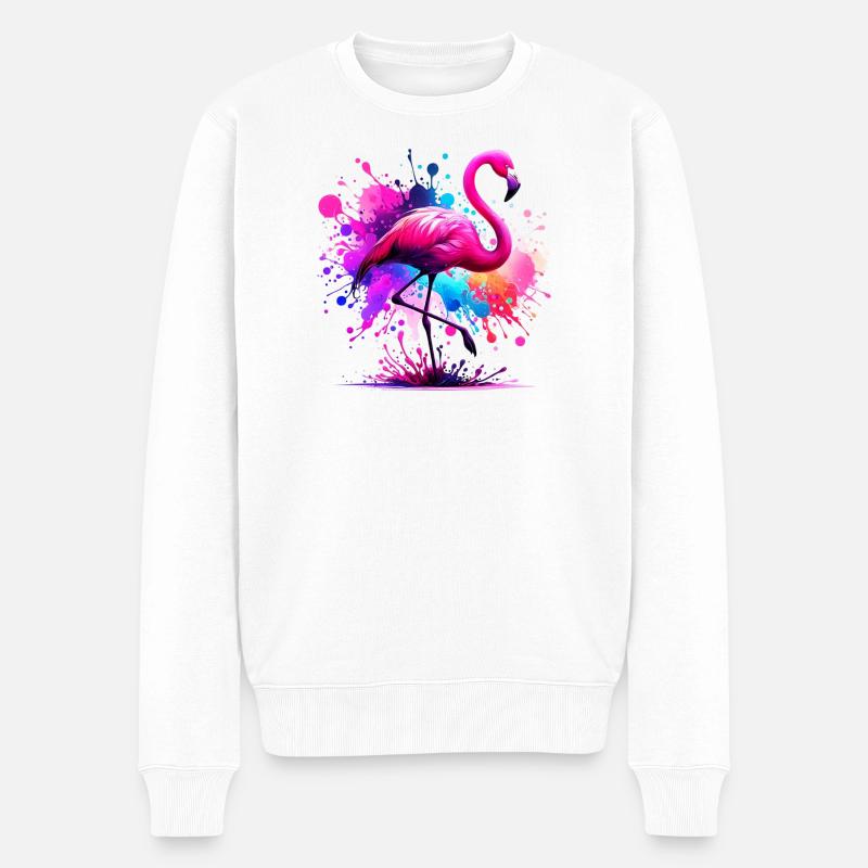 Flamingo - Männer Premium Bio Pullover - Weiß