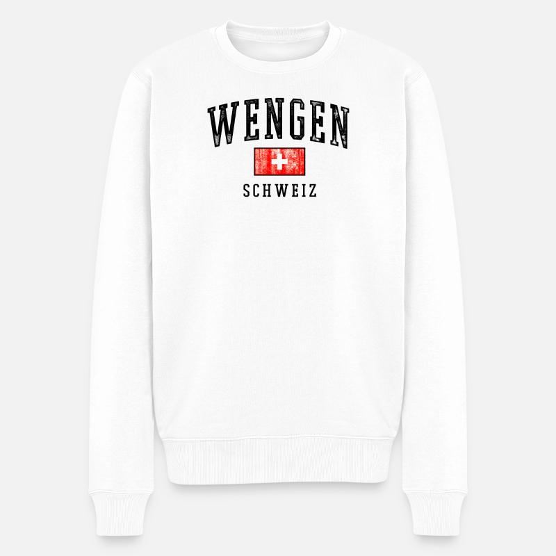Emblème Wengen Suisse - Pull Premium bio Homme - blanc