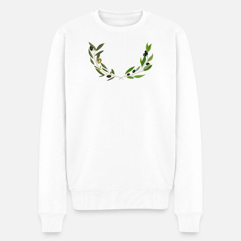 Olivenzweige, Marseille handgefertigt - Männer Premium Bio Pullover - Weiß