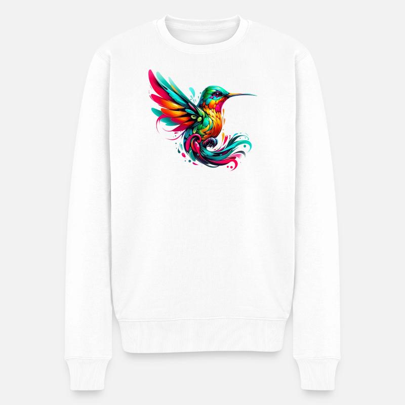 Kolibri - Männer Premium Bio Pullover - Weiß