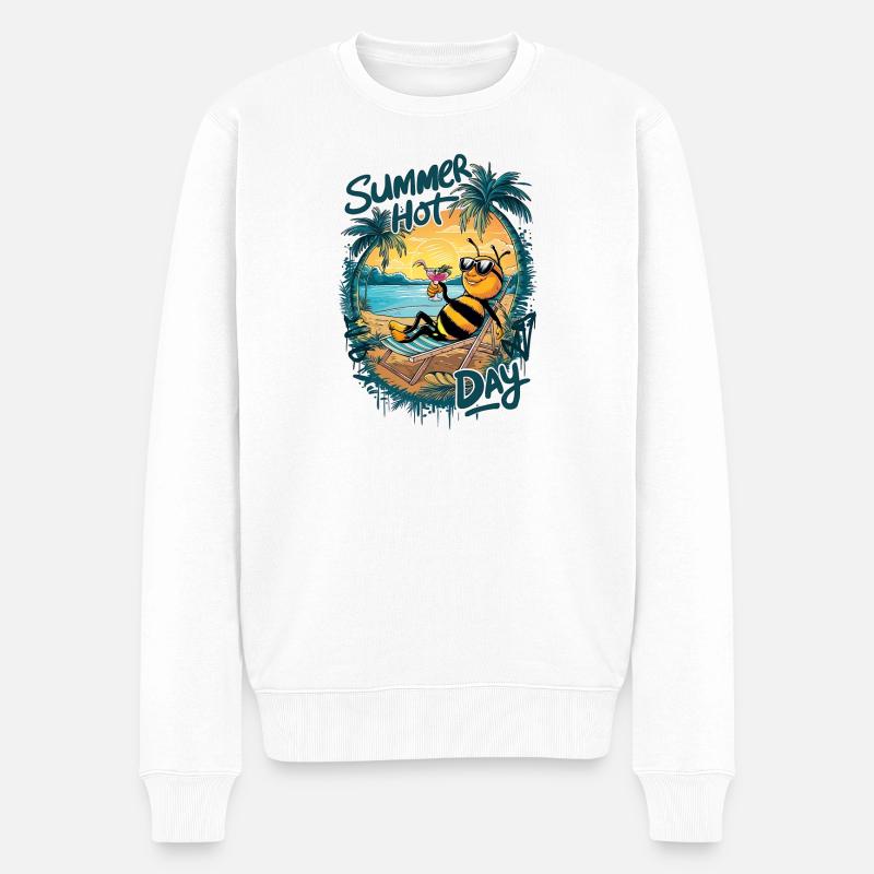 Sommer Bienenstock Relax - Männer Premium Bio Pullover - Weiß