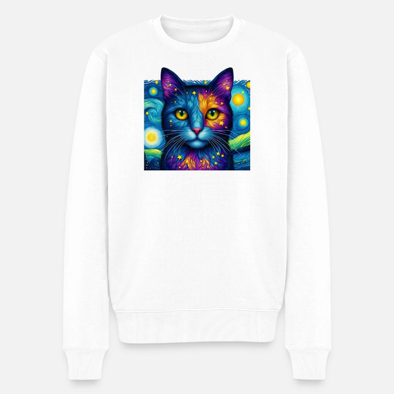 Katze - Männer Premium Bio Pullover - Weiß