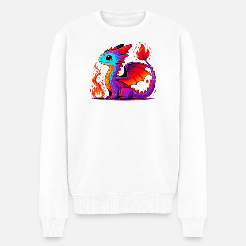 Drache - Männer Premium Bio Pullover - Weiß