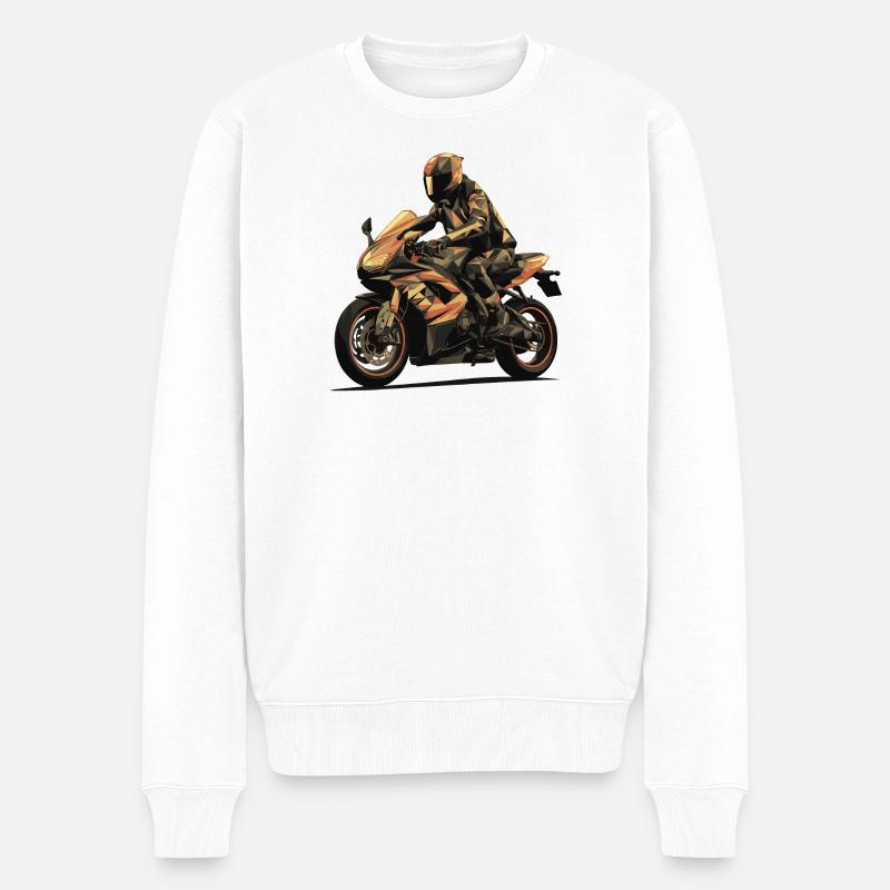 Der Biker - Männer Premium Bio Pullover - Weiß