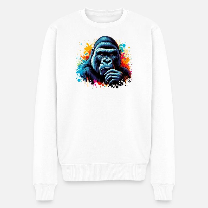 Gorilla - Männer Premium Bio Pullover - Weiß