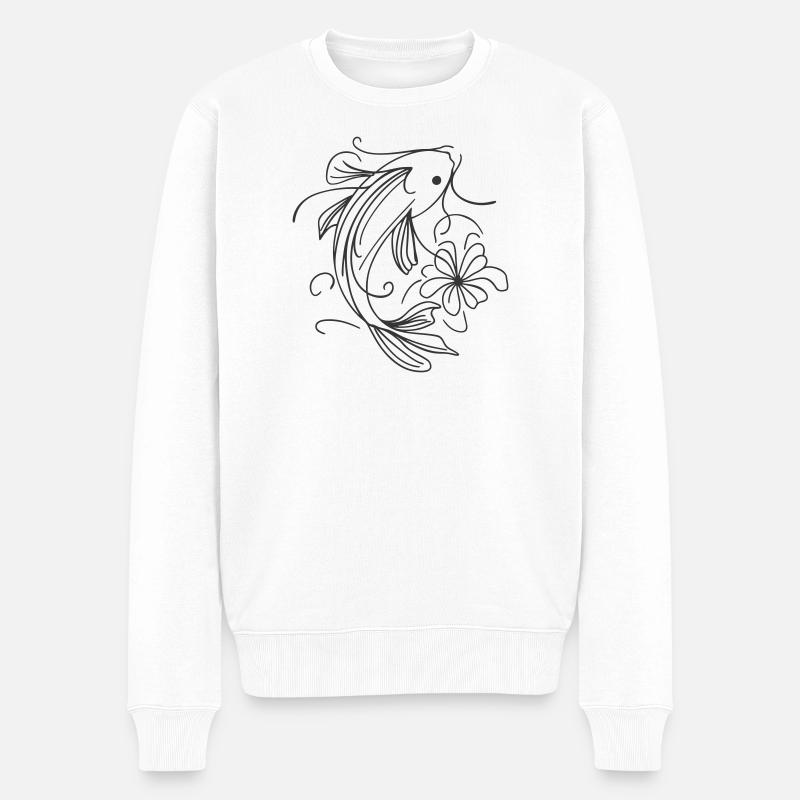 Poisson Splash Art Épurée - Pull Premium bio Homme - blanc