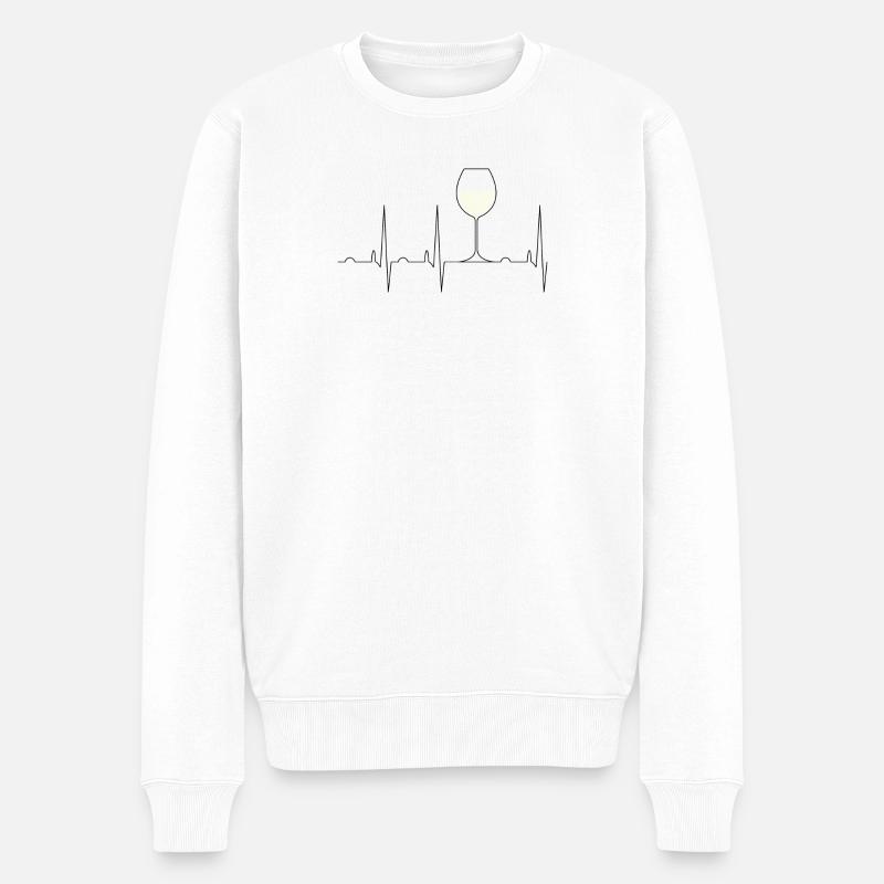 Weißwein Herzschlag - Männer Premium Bio Pullover - Weiß