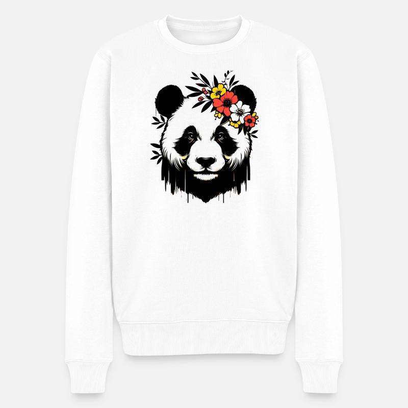 Panda - Männer Premium Bio Pullover - Weiß