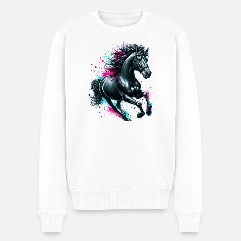 Pferd - Männer Premium Bio Pullover - Weiß