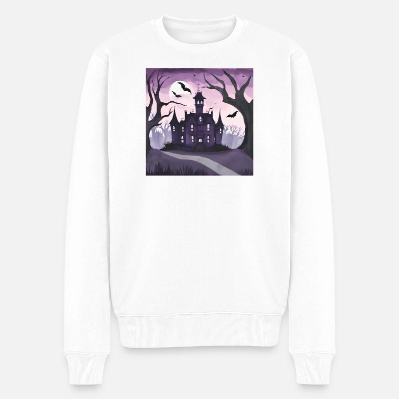 Gotisches Herrenhaus. - Männer Premium Bio Pullover - Weiß