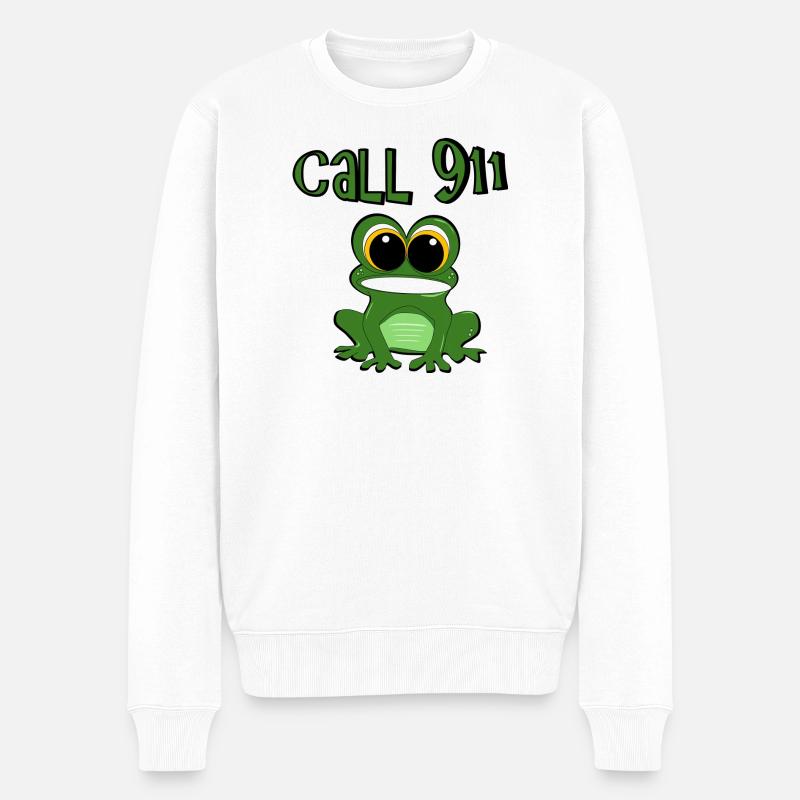 Frosch Grenouille - Männer Premium Bio Pullover - Weiß
