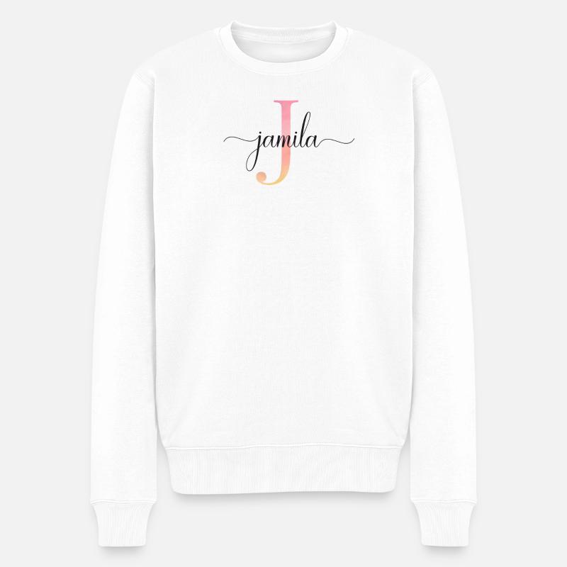 J | Monogramme | Nom | Jamila|Aquarelle - Pull Premium bio Homme - blanc