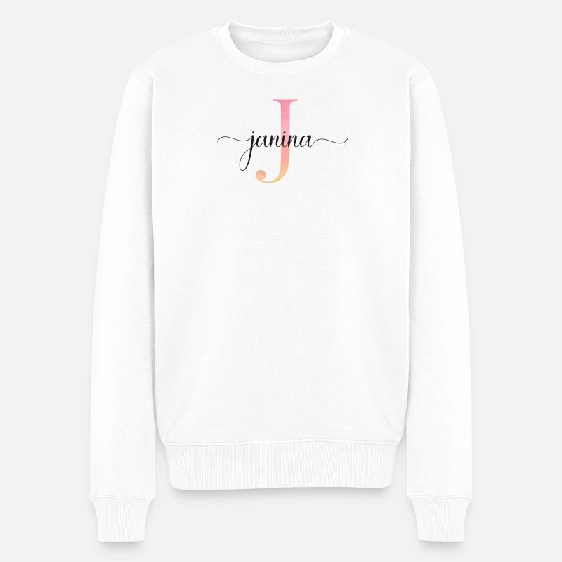 J | Monogramme | Nom | Janina |Aquarelle - Pull Premium bio Homme - blanc