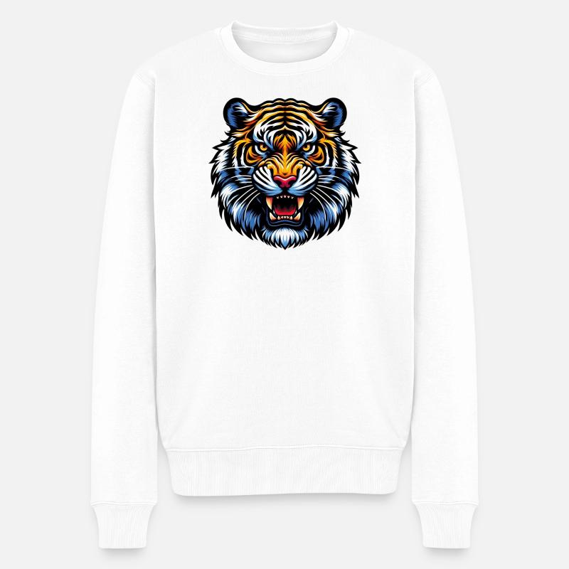 Tiger - Männer Premium Bio Pullover - Weiß