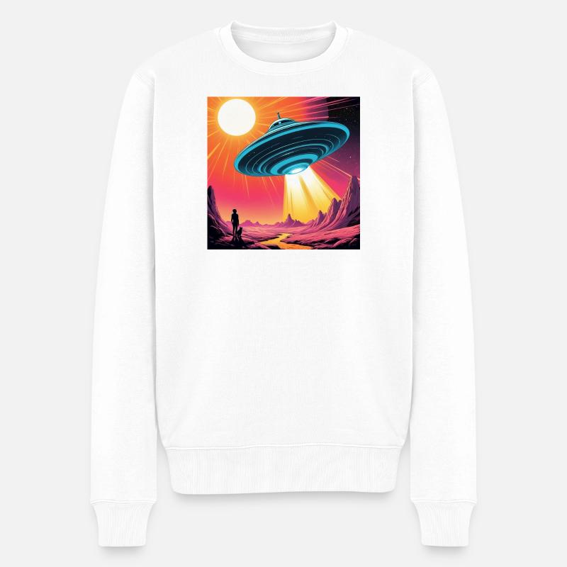 UFO Contact - Männer Premium Bio Pullover - Weiß