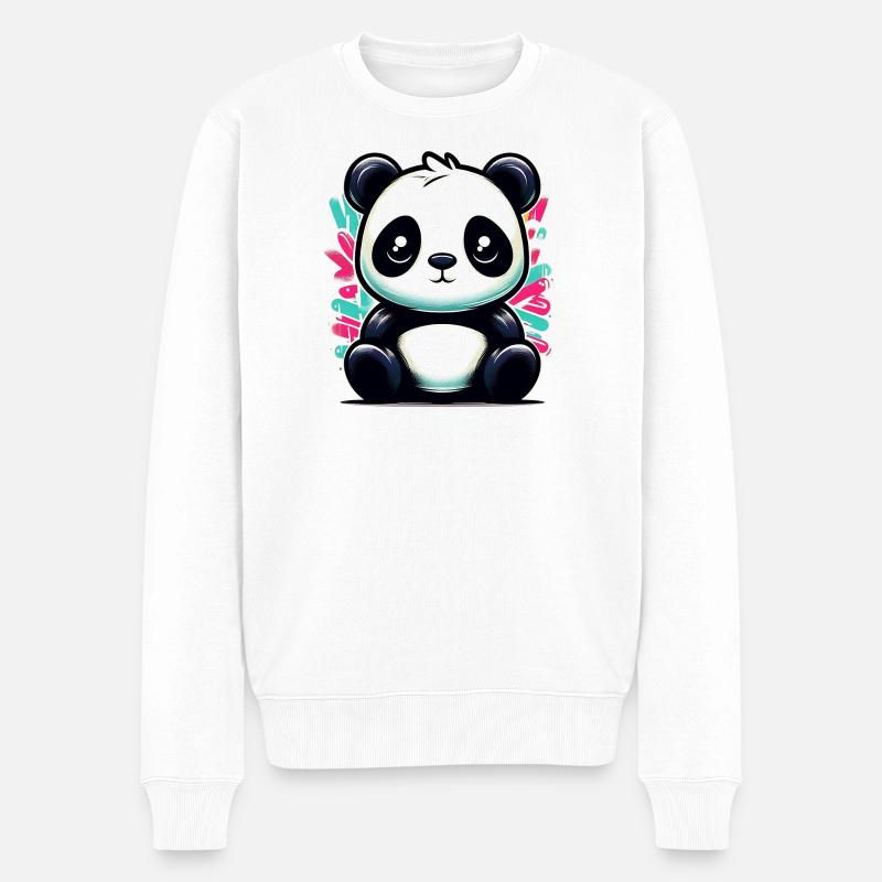 Panda - Männer Premium Bio Pullover - Weiß